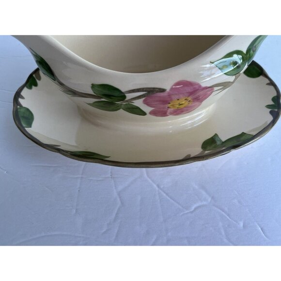 Franciscan Desert Rose Gravy Boat Made in England w/ Attached Drip/Underplate - Picture 10 of 13